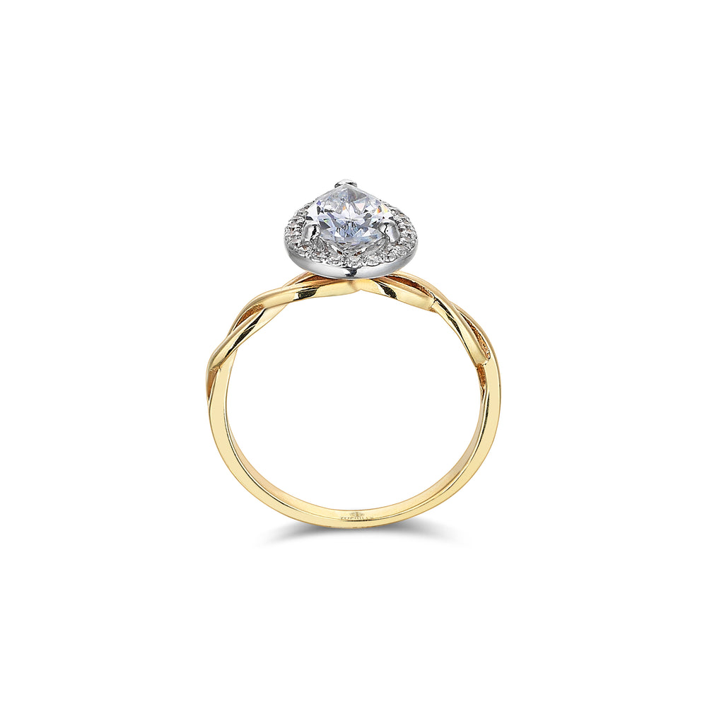 Damla Diamond Halo Tektaş Ring