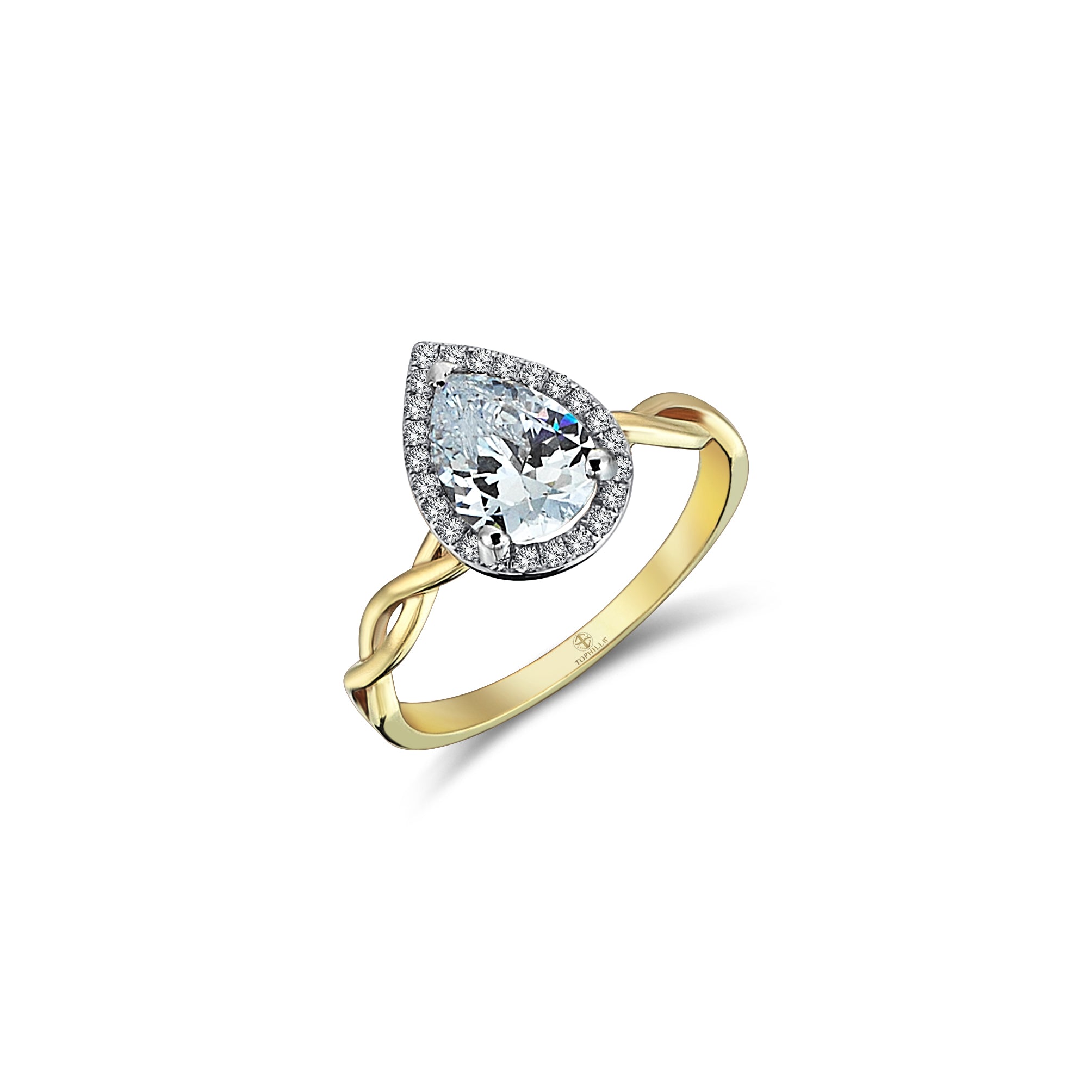 Ring Damla Diamond Halo Tektaş